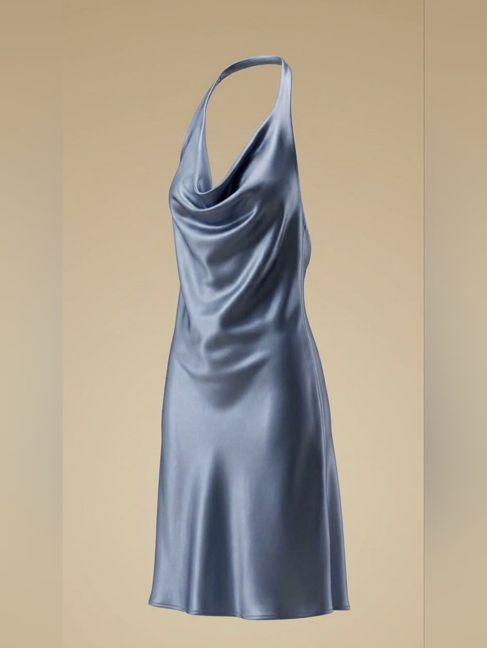 Young Fabulous & Broke Satin Cowl Midi Dress in Steel Blue - SMALL